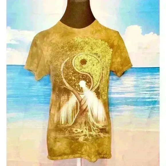 YING/YANG Tree Design  UNISEX Juniors T-Shirt Very Soft 3DT by MountainTop  sz S - Picture 1 of 3